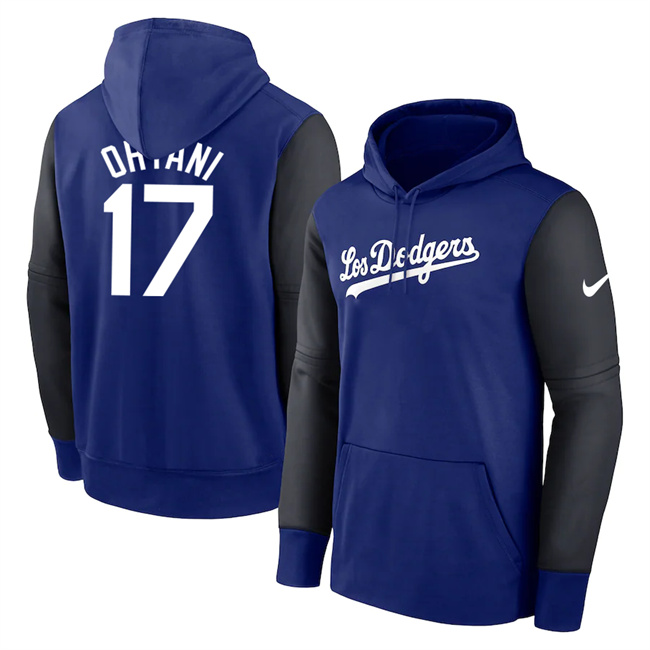 Los Angeles Dodgers #17 Shohei Ohtani Royal/Black Name & Number Pullover Hoodie Los Angeles Dodgers #17 Shohei Ohtani Royal/Black Name & Number Pullover Hoodie